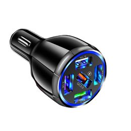 15A Car Charger QC3.0 Fast Quick Chargers 5Usb Ports Auto Power Adapters For Iphone Samsung S20 S21