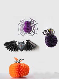 Festive Halloween Hanging Decoration Bat Spider Pumpkin Honeycomb Pendant Ornaments Party Haunted House Indoor Decor KDJK2209