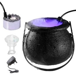 Party Decoration Witch Cauldron Fog Maker Halloween With 12 LED Lights Indoor Fountain gers Atomizer Favour Supply 220908