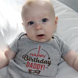 Rompers Funny Graphic Printed Bodysuits One Piece Baby Grow for Infant Toddler Boys Girls Happy Birthday Daddy I Love You Romper Clothing 20220908 E3