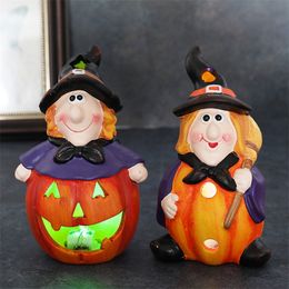 Halloween Toys Halloween Pumpkin Lantern LED Glowing Witch Ghost Lamp Hall Bar Ornaments For Home Halloween Party Horror Decoration 220908