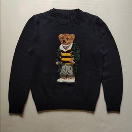 Round neck cotton bear embroidered men's casual long sve sweater RL style autumn and winter new in 2022266B