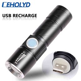 Led Flashlight Portable Usb Powerful XP-G Q5 Rechargeable Lantern Outdoor Torch Flashlight Zoomable Lamp Built-in Battery J220713