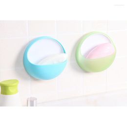 Soap Dishes Punch-Free Round Shape Suction Cup Box Drain Holder Bathroom Gadge Shower Sponge Storage Plate Tray