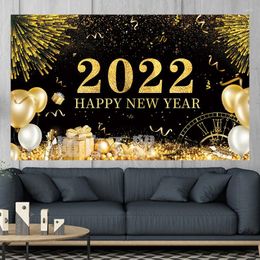 Party Decoration 5 Style 180 110 CM Black Gold Flag Background Banner Happy Year 2022 Celebration Ornaments Decor For Home