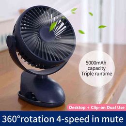 Electric Fans Mini Portable Usb Table Wireless Rechargeable 720 Adjustable Ventilator Clip-On Car Silent Cooling T220907