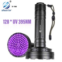 Uv Flashlight With 128 Leds 395NM Ultra Violet Flashlight Lamp Blacklight Detector For Dog Urine Pet Stains And Bed bug J220713