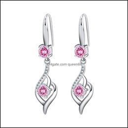 Charm S925 Stamp Sier Plated Crystal Charms Pink Blue White Zircon Earrings Tassel Hook Type Womens Fashion Jewelry Wedd Dhseller2010 Dheng