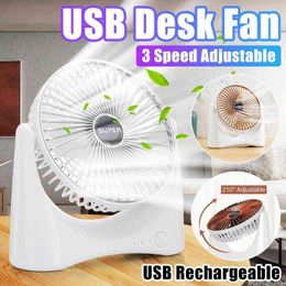 Electric Fans 5V Mini USB Rechargeable Table Fan Student Portable Fan For Home Office Desktop Cooling Fans 3 Speeds Strong Wind Air Cooler T220907