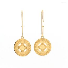 Hoop Earrings Miasol Golden Plating 316L Stainless Steel Ear Piece Star Round Resin Wood Pendants Pendulum Hook Women Earring Jewelry Gifts