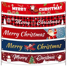 Christmas Decorations Banner Santa Claus Xmas Tree Elf Snowman Train Table Flag Kids Favour Merry Decor For Home 2022