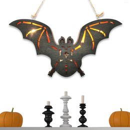 Party Decoration Halloween Bat Wood Door Sign With String Luminous LED For Front Yard Garden Home Reliable And Durable Novel Design