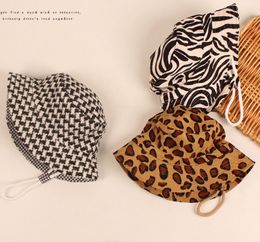 leopard print control children's flat top fisherman hat Autumn and winter fisherman hats fashion baby big caps