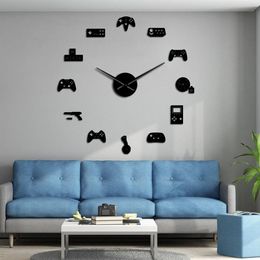 video gaming UK - Game Controller Video DIY Giant Wall Clock Game Joysticks Stickers Gamer Wall Art Video Gaming Signs Boy Bedroom Game Room Decor Y20010278f