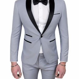 Men's Suits Blazers Custom Made One Button Groomsman Wedding Suits For Men Light Grey Man Suit Men Groom Tuxedos Prom Suits JacketPantsTie 220909