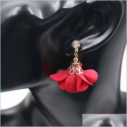 Ear Cuff Fashion Retro Ladiesear Cuff Earrings Delicate Cute Sweet College Fabric Beautif Flowers Women Pendant Girl Trendy Jewellery D Dhnse