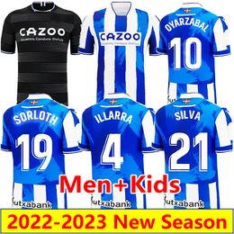 Real Sociedad 2022 2023 Jersey de futebol Sorloth Oyarzabal camisa de futebol Silva 22 23 Sadiq Illarra Merino Carlos Fdez Camiseta Barrere Brais Mendez Men Uniforme