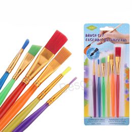 6 Teile/sätze Malstift Pinsel Kunst Graffiti Öl Pinsel Nylon Runde Flache Spitze Pinsel Candy Farbe Kunststoff Aquarell Pinsel BH7554 TYJ