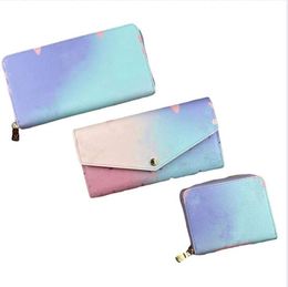 HH M81276 ZIPPY WALLET bag M81340 Spring in the City collection Double card slot Sky blue Pink Gradient monograms Print Leather purse Women