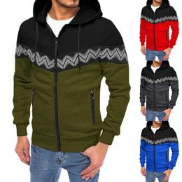 Men's Hoodies Large Size 3XL Sweatshirt Men's Warm Soft Jacket Coat Polka Dot Three- Zipper Patchwork Hooded