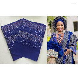 Clothing Fabric African Gele Headtie Aso Oke Latest Wrapper With Beads And Stones Nigerian Head Tie 2 Pieces/bag 30