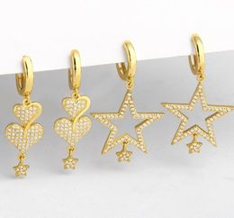 Jewellery Earrings Cubic Zirconia start gold Colour CZ Crystal Ear Clips No Pierced earrings for women Jewellery y423