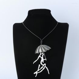 Pendant Necklaces Cute Umbrella Design Necklace Fashion Women Long Chain Jewellery Party Girl Gifts