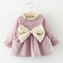 Girl Dresses Baby Clothes Spring Autumn Long Sleeve Dress With Big Bow Princess Sweet Ruffles Toddler Little Girls Outfits Fall