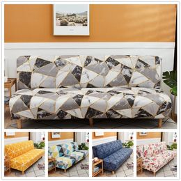 Chair Covers Spandex Plaid Folding Sofa without Armrest Geometric All inclusive Stretch Bed Slipcover Towel S M L Size 220906