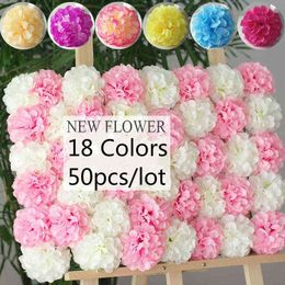 Faux Floral Greenery 50 pcsparty 11 cm Large Chrysanthemum Ball Flower Head Artificial Silk Flower Ball for Wedding Photo Take Background flower J220906