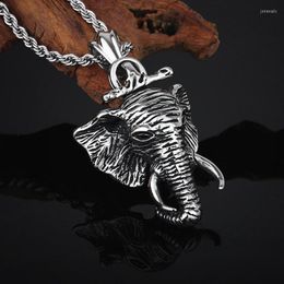 Pendant Necklaces Hip Hop Stainless Steel Silver Colour Elephant Necklace Trendy Women Men Jewellery Lucky