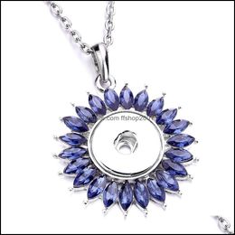 Pendant Necklaces Noosa Rhinestone Sunflower 18Mm Snap Button Necklace Sier Colour Link Chain Necklaces For Women Ginger Snaps Buttons Dhukt