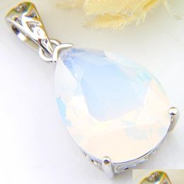 Pendant Necklaces Europe Jewellery Water Drop White Moonstone Gems Sier Necklaces Usa Israel Wedding Engagement Pendant And Delivery 20 Dh6Sc