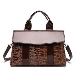 Vegan leather women handbags luxury patent crocodile pattern shoulder sling bukcet bags ladi tote bag