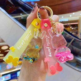 Keychains Trend Liquid Into The Oil Rabbit Keychain Cute Fashion Ladies Bag Car Pendant Creative Holiday Gift Keyring Wholesale T220909