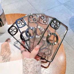 Cell Phone Cases Plated TPU Transparent Protect Hardware Lens Plating Shell Bumper For iPhone 14 13 12 11 Pro Max X XR XS Mini iPhone14 Fashion Clear Softcase Cover