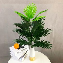 Decorative Flowers 78cm 24 Heads Large Tropical Monstear Artificial Palm Tree Fake Plants Branch Silk Leaves Bonsai For Outdoor Decor