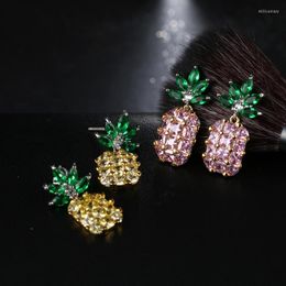 Hoop Earrings 2022 Z Pineapple Yellow Big Jewel Crystal Silver Female Sweet Lady Charm Geometry High Quality Jewelery Festival Gift