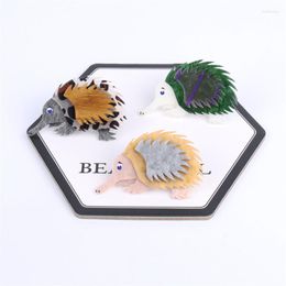 Brooches NYN 3 Colours Cute Hedgehog Acrylic Unisex Brooch Pins 2022 Design Funny Animal Hat Cloth Bag Accessories Party Birthday Gift