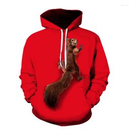 Men's Hoodies Mens Sweatshirt Autumn 2022 Hooded Personalized 3D Squirrel Printed Casual Womens Street Fashion