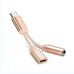 2 In 1 USB C To 3.5mm Aux Audio Jack Adapter USB-C Earphone Adapter Charging Cable Adapter Splitter For Smart Phone