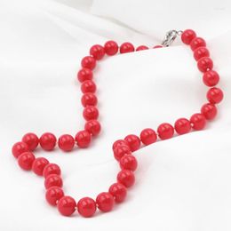 Choker 8/10/12mm Round Beads Necklace Orange Reddish Artificial Coral Short Chain Strand Necklaces Handmade Jewelry 18inch A611