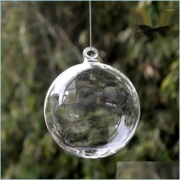 Party Decoration Party Decoration 64Pcs/Pack Diameter Is 8Cm Small Size Christmas Ball Transparent Glass Globe El School Homeindustry Dhu1J
