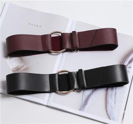 Belts Fashion Wide Leather Metal Ring Punk All Match Waist Strap Personalised Waistband Dress Coat Accessories