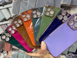 Plating Camera Lens Protector Cases For Iphone 14 Plus Pro MAX 13 Mini 12 11 XR X XS MAX 8 7 Bling Soft TPU Gel Fine Hole Electroplating Luxury Chromed Mobile Phone Cover