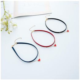 Pendant Necklaces Fashion Little Red Heart Neck Chain Choker