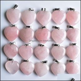 Charms Natural Stone 25Mm Heart Charms Rose Quartz Pendants Chakras Gem Fit Earrings Necklace Making Drop Delivery 2021 Jewellery Findi Dhzuj