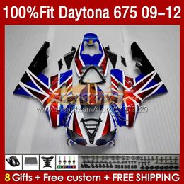 Injection Mould blue red stock Fairings For Daytona 675 675R 2009-2012 Bodys 150No.5 Daytona675 09 10 11 12 Bodywork Daytona 675 R 2009 2010 2011 2012 OEM Fairing Kit