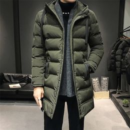 Men's Down Parkas Men Long Down Jackets Winter Coats Chaquetas Hooded Casual Winter Parkas High Quality Male Green Warm Parkas Coats Size 4XL 220909