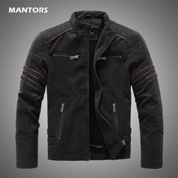 Mens Leather Faux Men Winter Brand Jacket Casual Motorcycle Inner Fleece PU Coat Jackets Clothing Streetwear 220909